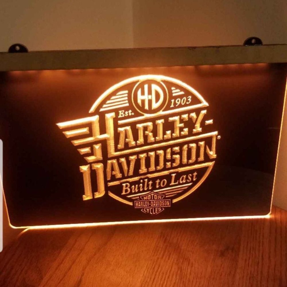 Harley led biker motorcycle sign gift mancave base
